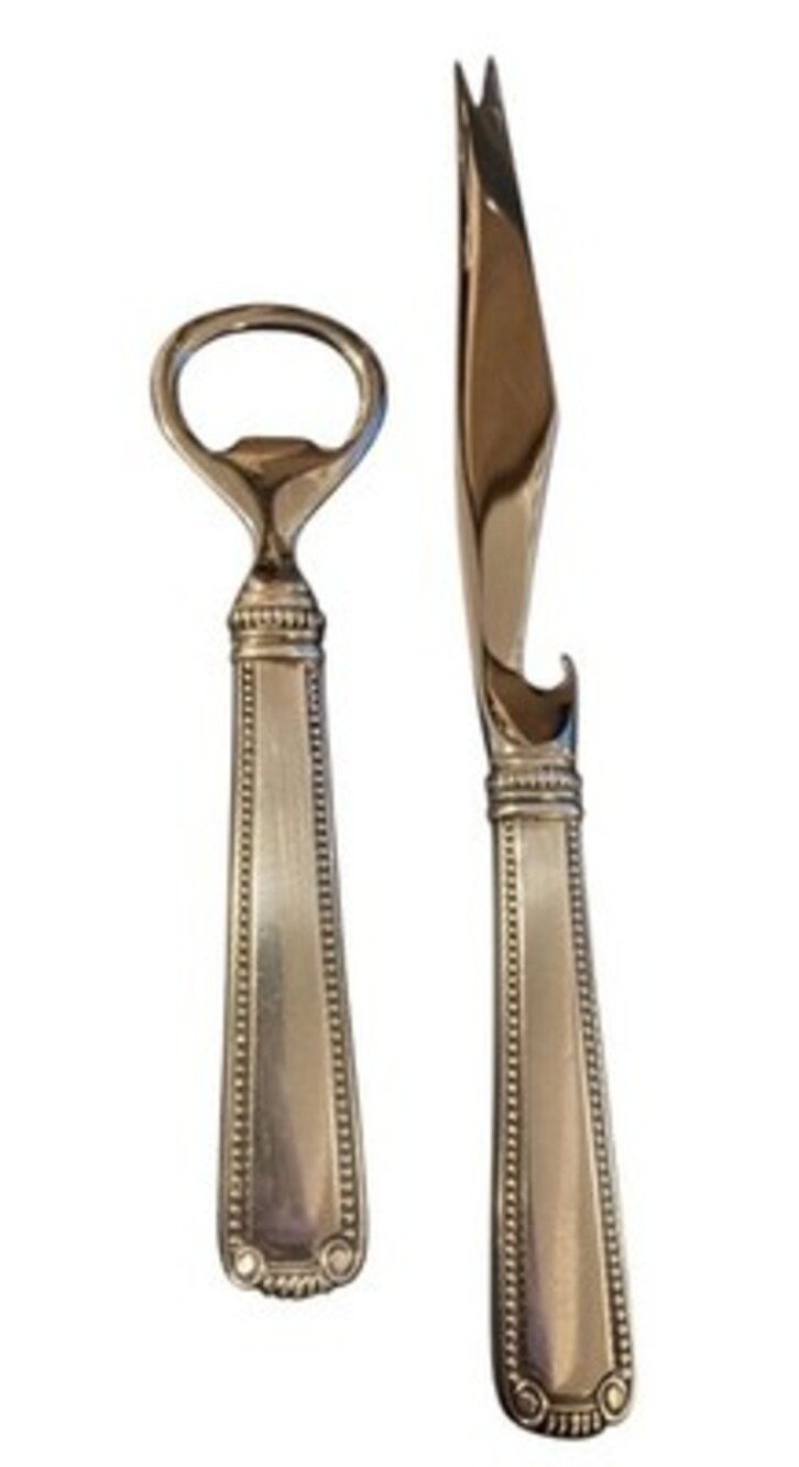 Cartier MCM Sterling Silver Bar Set Bottle Opener Bar Knife Pair WPL Mono